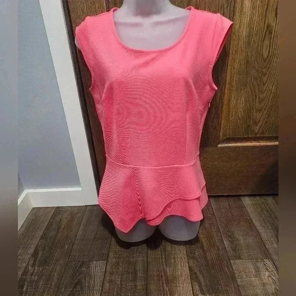 Ann Taylor Pink Sleeveless Top W/ Peplum Bottom Keyhole Back Side Zipper Small - Picture 1 of 7